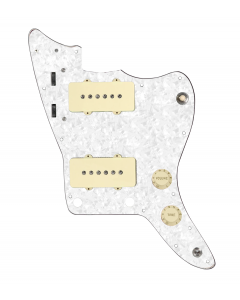 920D Custom JM Grit Loaded Pickguard for Jazzmaster With Aged White Pickups and Knobs ,  White Pearl Pickguard, and JMH-V Wiring Harness