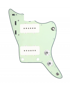920D Custom JM Grit Loaded Pickguard for Jazzmaster With White Pickups and Knobs ,  Mint Green Pickguard, and JMH-V Wiring Harness