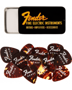 Genuine Fender Fine Electric Guitar Pick Gift Tin - 12 Pack of Thin/Medium/Heavy