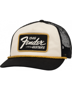 Fender Guitars 1946 Gold Braid Hat, Mesh Back, Cream/Black, One Size