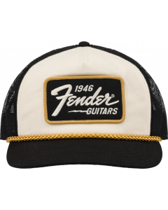 Fender Guitars 1946 Gold Braid Hat, Mesh Back, Cream/Black, One Size