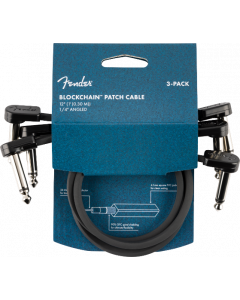 Fender Blockchain 12" Pedal Patch Cables, 3-pack, Angle/Angle