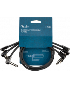 Fender Blockchain 16" Pedal Patch Cables, 3-pack, Angle/Angle