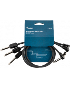 Fender Blockchain 16" Pedal Patch Cables, 3-pack, Straight/Angled