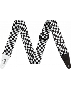 Genuine Fender 2" Wavy Checkered Polyester Strap, Black/White