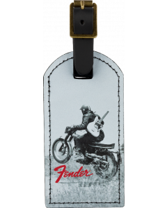  Genuine Fender Guitars Vintage Ad Luggage/Suitcase Tag, Motorcycle Rider