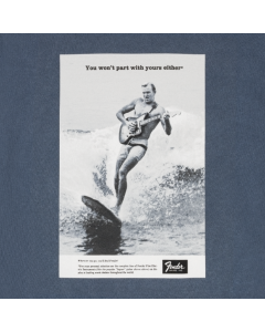 Genuine Fender Guitars Vintage Ad Surfer Tee, Ocean, S, Small