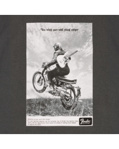 Genuine Fender Guitars Vintage Ad Biker Tee, Graphite, S, Small