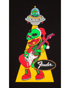 Genuine Fender Ugly Christmas Tee, Alien, Black, S, Small