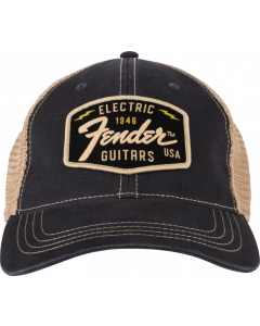 Genuine Fender Transition Logo Patch Hat, Black/Stone, One Size