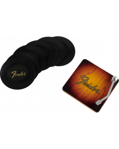 Genuine Fender Sunburst Turntable Coaster Set Gift, 6-Pack