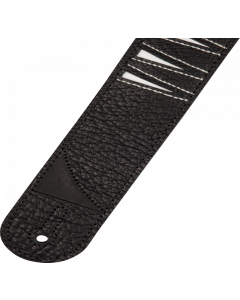  Jackson LEATHER Shark Fin Pattern Guitar Strap, Black and White, 2" Wide