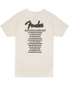 Fender Guitars WORLD TOUR Vintage White Tee T-Shirt, Medium, M