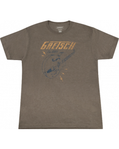 Gretsch Guitars Lighting Bolt Graphic T-Shirt, Brown, L, LARGE