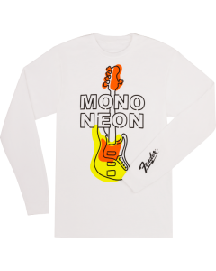 Fender Guitars Mono Neon Geo Bass Long/Sleeve T-Shirt, White, XL, X-Large