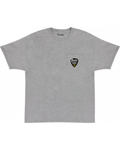 Genuine Fender Guitar Pick Patch Pocket Tee Shirt, Athletic Gray, Small (S)