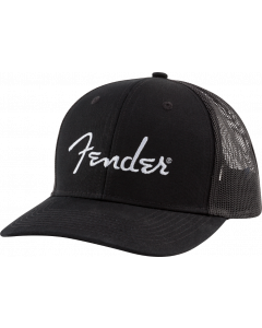 Genuine Fender Guitars Silver Thread Logo Snapback Trucker Hat, Black, One Size