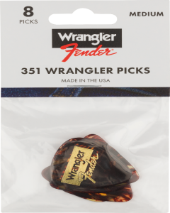 Fender x Wrangler Guitar Picks, 351 Shape, Tortoise Shell, Medium (8 Picks)
