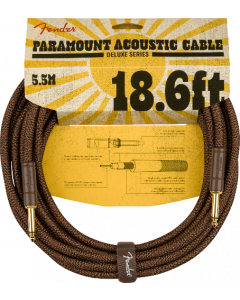 Genuine Fender Paramount Acoustic Guitar Instrument Cable, Brown, 18.6' ft