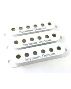 Set of 3 Seymour Duncan Single Coil Strat Pickup Covers - White with Logo