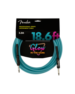 Fender Pro Series Glow-In-The-Dark Electric Guitar Cable, BLUE, 18.6' ft