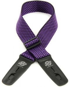 Lock-It Professional Poly Guitar Strap with Locking Leather Ends, Purple Checker