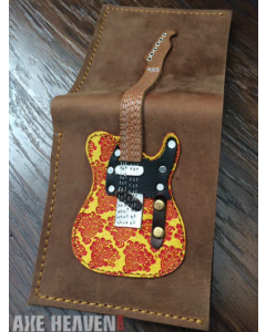 AXE HEAVEN Genuine Leather Red/Yellow Embossed Paisley Electric Guitar Wallet Gift