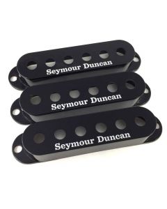 Set of 3 Seymour Duncan Single Coil Strat Pickup Covers - Black with Logo