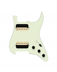 920D Custom Hot And Heavy HH Loaded Pickguard for Strat With Uncovered Roughneck Humbuckers, Mint Green Pickguard, and S3W-HH Wiring Harness