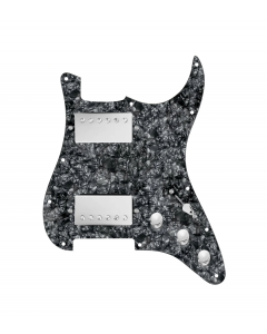 920D Custom Hushed And Humble HH Loaded Pickguard for Strat With Nickel Smoothie Humbuckers, Black Pearl Pickguard, and S5W-HH Wiring Harness