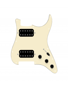 920D Custom Hushed And Humble HH Loaded Pickguard for Strat With Uncovered Smoothie Humbuckers, Aged White Pickguard, and S5W-HH Wiring Harness