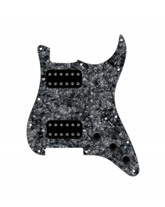 920D Custom Hushed And Humble HH Loaded Pickguard for Strat With Uncovered Smoothie Humbuckers, Black Pearl Pickguard, and S3W-HH Wiring Harness