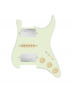 920D Custom HSH Loaded Pickguard for Stratocaster With Nickel Smoothie Humbuckers, Aged White Texas Vintage Pickups, Mint Green Pickguard, and S5W-HSH Wiring Harness
