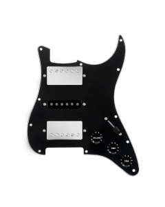 920D Custom HSH Loaded Pickguard for Stratocaster With Nickel Smoothie Humbuckers, Black Texas Vintage Pickups, Black Pickguard, and S5W-HSH Wiring Harness