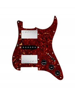 920D Custom HSH Loaded Pickguard for Stratocaster With Nickel Smoothie Humbuckers, Black Texas Vintage Pickups, Tortoise Pickguard, and S5W-HSH Wiring Harness