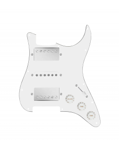 920D Custom HSH Loaded Pickguard for Stratocaster With Nickel Smoothie Humbuckers, White Texas Vintage Pickups, White Pickguard, and S5W-HSH Wiring Harness