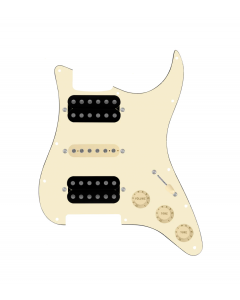 920D Custom HSH Loaded Pickguard for Stratocaster With Uncovered Smoothie Humbuckers, Aged White Texas Vintage Pickups, Aged White Pickguard, and S5W-HSH Wiring Harness