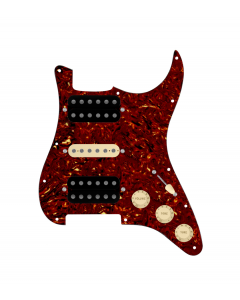 920D Custom HSH Loaded Pickguard for Stratocaster With Uncovered Smoothie Humbuckers, Aged White Texas Vintage Pickups, Tortoise Pickguard, and S5W-HSH Wiring Harness