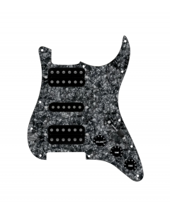 920D Custom HSH Loaded Pickguard for Stratocaster With Uncovered Smoothie Humbuckers, Black Texas Vintage Pickups, Black Pearl Pickguard, and S5W-HSH Wiring Harness