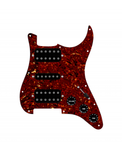 920D Custom HSH Loaded Pickguard for Stratocaster With Uncovered Smoothie Humbuckers, Black Texas Vintage Pickups, Tortoise Pickguard, and S5W-HSH Wiring Harness