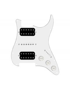 920D Custom HSH Loaded Pickguard for Stratocaster With Uncovered Smoothie Humbuckers, White Texas Vintage Pickups, White Pickguard, and S5W-HSH Wiring Harness