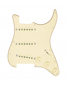 920D Custom Texas Grit Loaded Pickguard for Strat With Aged White Pickups and Knobs, Aged White Pickguard, and S5W-BL-V Wiring Harness