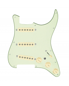 920D Custom Texas Grit Loaded Pickguard for Strat With Aged White Pickups and Knobs, Mint Green Pickguard, and S7W-MT Wiring Harness