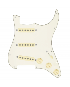 920D Custom Texas Grit Loaded Pickguard for Strat With Aged White Pickups and Knobs, Parchment Pickguard, and S5W-BL-V Wiring Harness