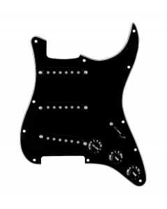 920D Custom Texas Grit Loaded Pickguard for Strat With Black Pickups and Knobs, Black Pickguard, and S5W-BL-V Wiring Harness