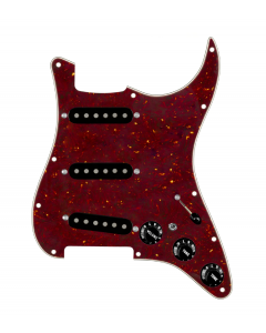 920D Custom Texas Grit Loaded Pickguard for Strat With Black Pickups and Knobs, Tortoise Pickguard, and S7W-MT Wiring Harness