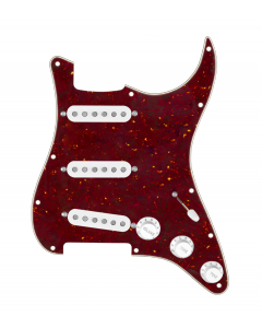 920D Custom Texas Grit Loaded Pickguard for Strat With White Pickups and Knobs, Tortoise Pickguard, and S5W-BL-V Wiring Harness