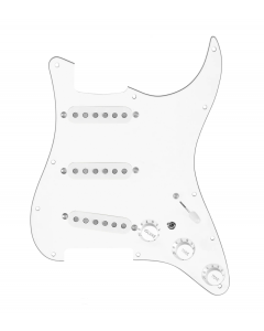 920D Custom Texas Grit Loaded Pickguard for Strat With White Pickups and Knobs, White Pickguard, and S7W-MT Wiring Harness