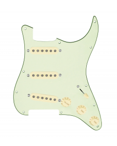 920D Custom Texas Growler Loaded Pickguard for Strat With Aged White Pickups, Mint Green Pickguard, and S7W Wiring Harness