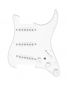 920D Custom Texas Vintage Loaded Pickguard for Strat With White Pickups, White Pickguard, and S7W-MT Wiring Harness